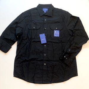 Apt 9 Large Soft Touch Black Long Sleeve Button Shirt New D15